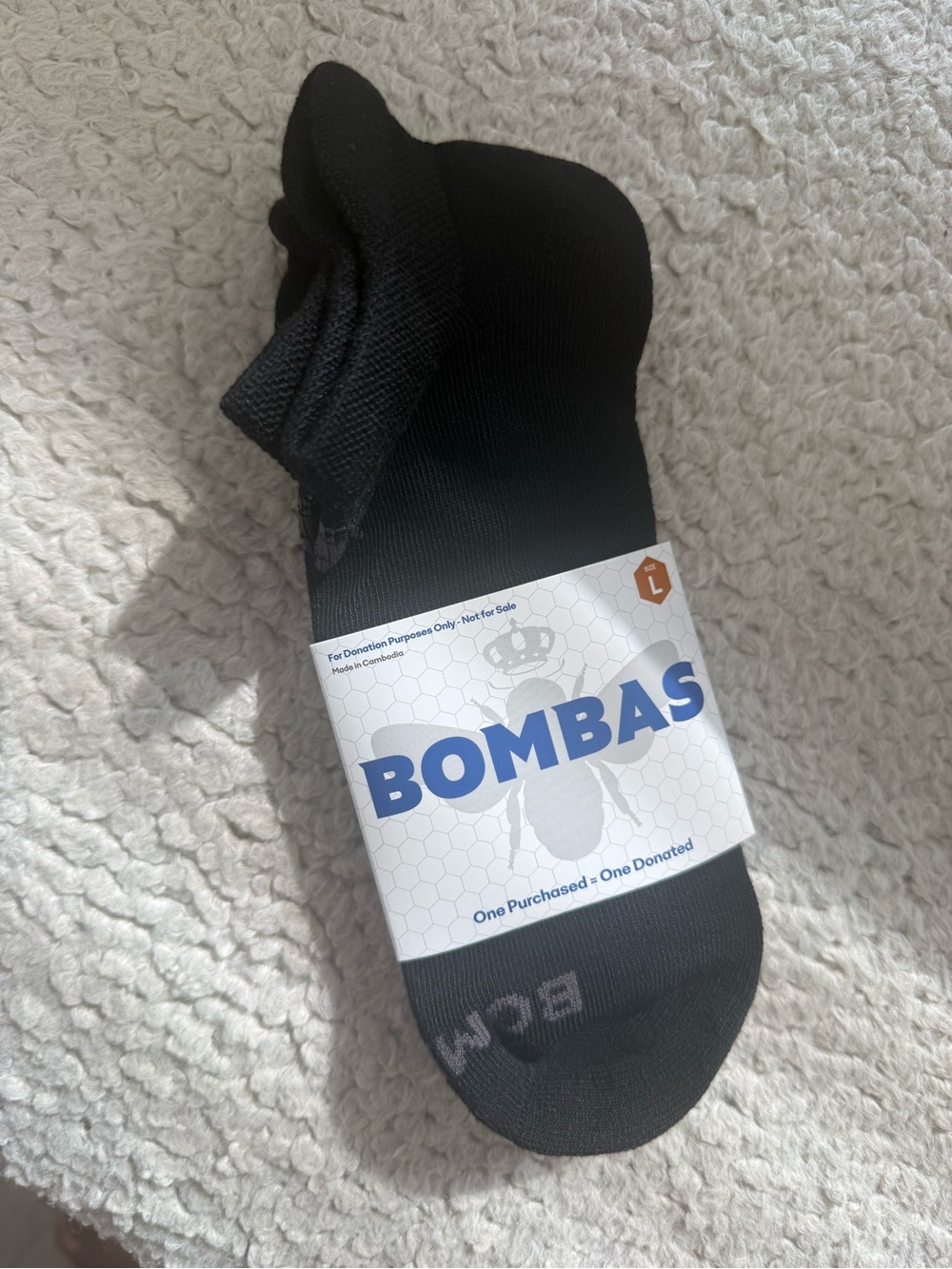 Bombas Black Ankle Socks - Packaged L